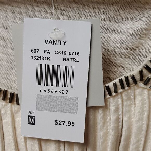 2/$15 Sale Vanity Womans Beaded Lace Tank, NWT, Medium - Picture 2 of 5